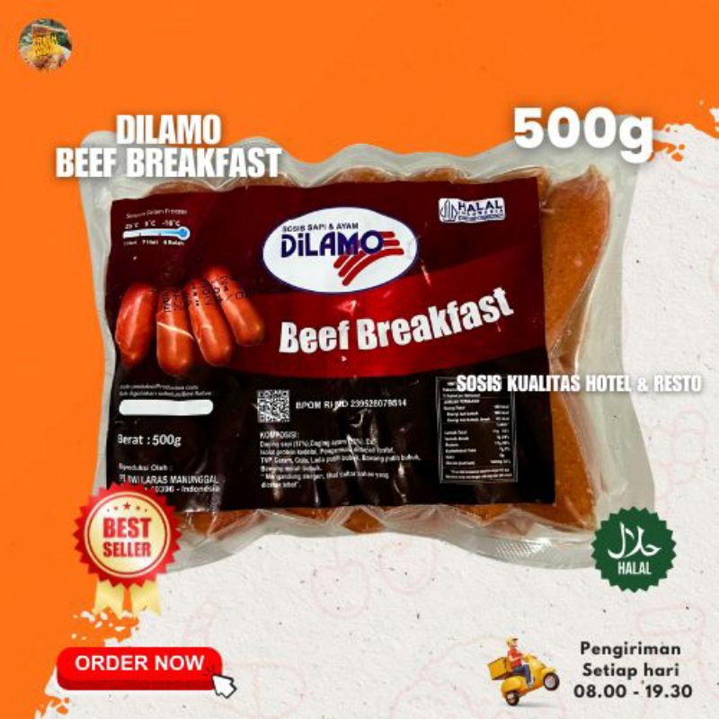 

DILAMO BEEF BREAKFAST SOSIS SAPI HALAL PREMIUM 500g