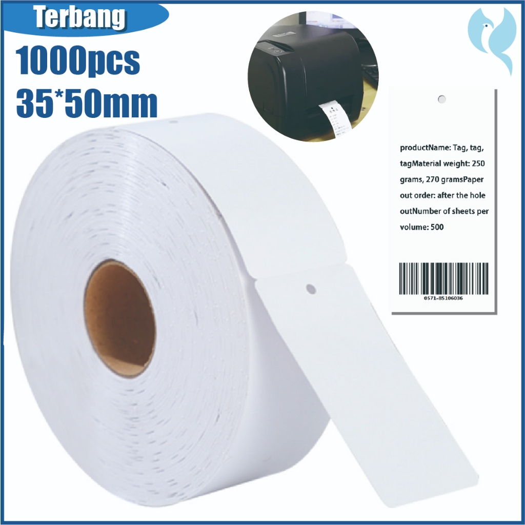 

1000pcs Blank Label Baju 35*50mm Label Karton Hang Tag Baju Hangtag Label Baju Kertas Label Roll Printable Hang Tag Tebal