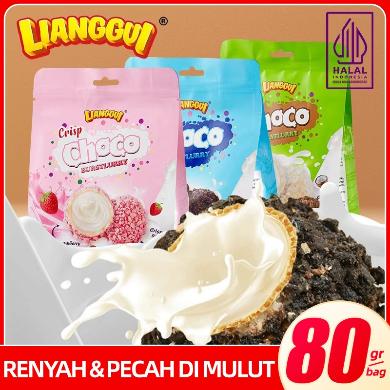 

[HALAL] Enak Snack Lianggui Crisp Burstlurry Choco Strawberry Coconut Flavour Crisp Choco Wafer Salut Snack Wafer Mini Coklat Ball Kue Lebaran Best Seller Enak Cemilan