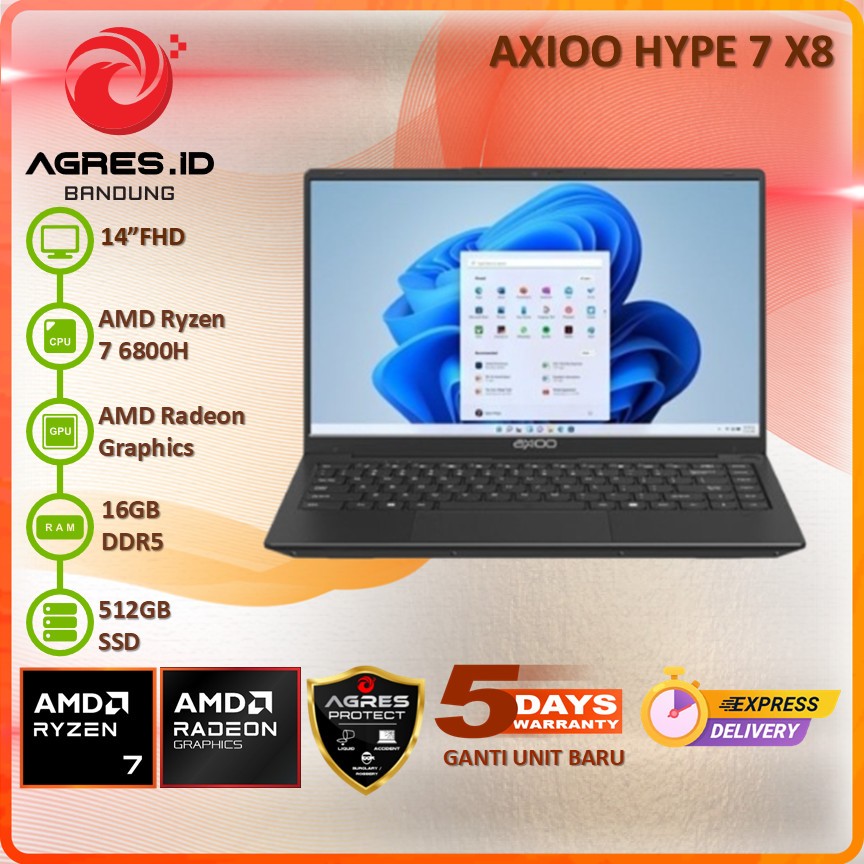 AXIOO HYPE 7 X8 RYZEN 7 6800H 16GB 512GB 14" FHD IPS