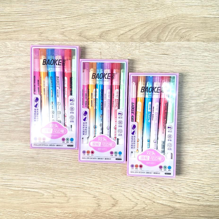 

(SET) HIGHLIGHTER BAOKE DUAL TIP ROLLER MP4911 / HIGHLIGHTER BAOKE 6PCS