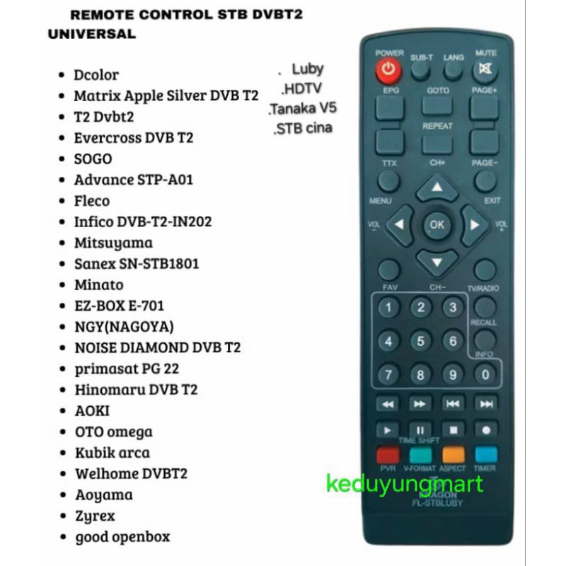 Remot STB universal untuk luby evercross advance myvo dan banyak lainnya