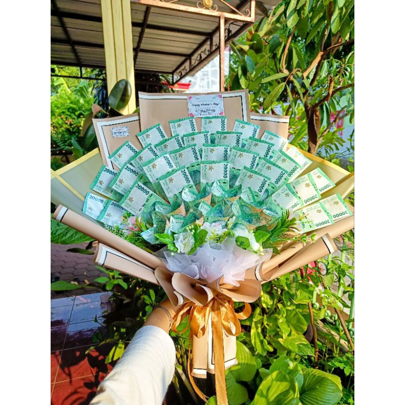 Real Money Bouquet, Buket Duit Asli Kelipatan 20an, Buket Wisuda, Buket Sidang, Buket Anniversary Bu
