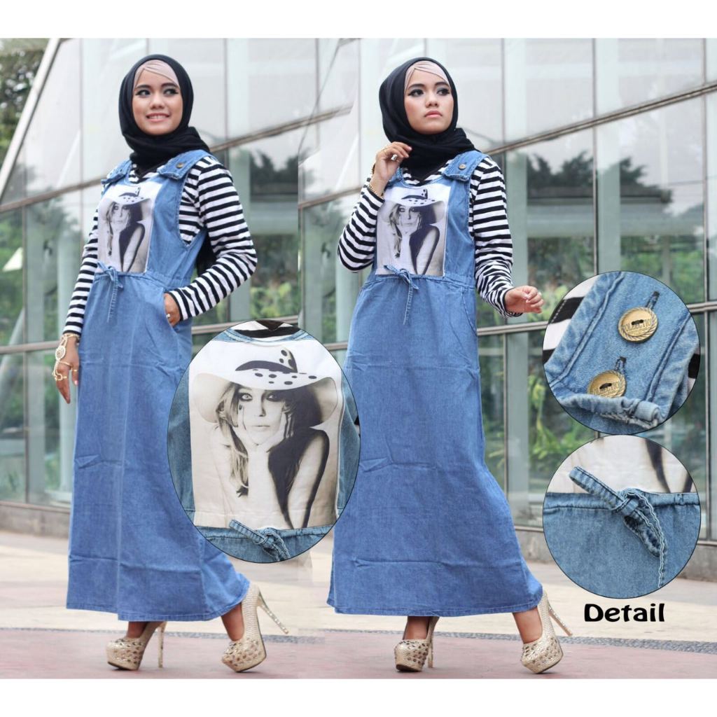 GAMIS JEANS WASH KERAH MANIK DAN GAMIS TANPA LENGAN