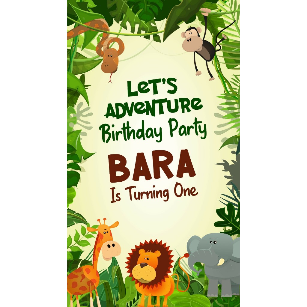 UNDANGAN DIGITAL ULANG TAHUN ANAK HEWAN, ANIMAL, SAFARI, KEBUN BINATANG, ZOO VIDEO/JPG KODE 6