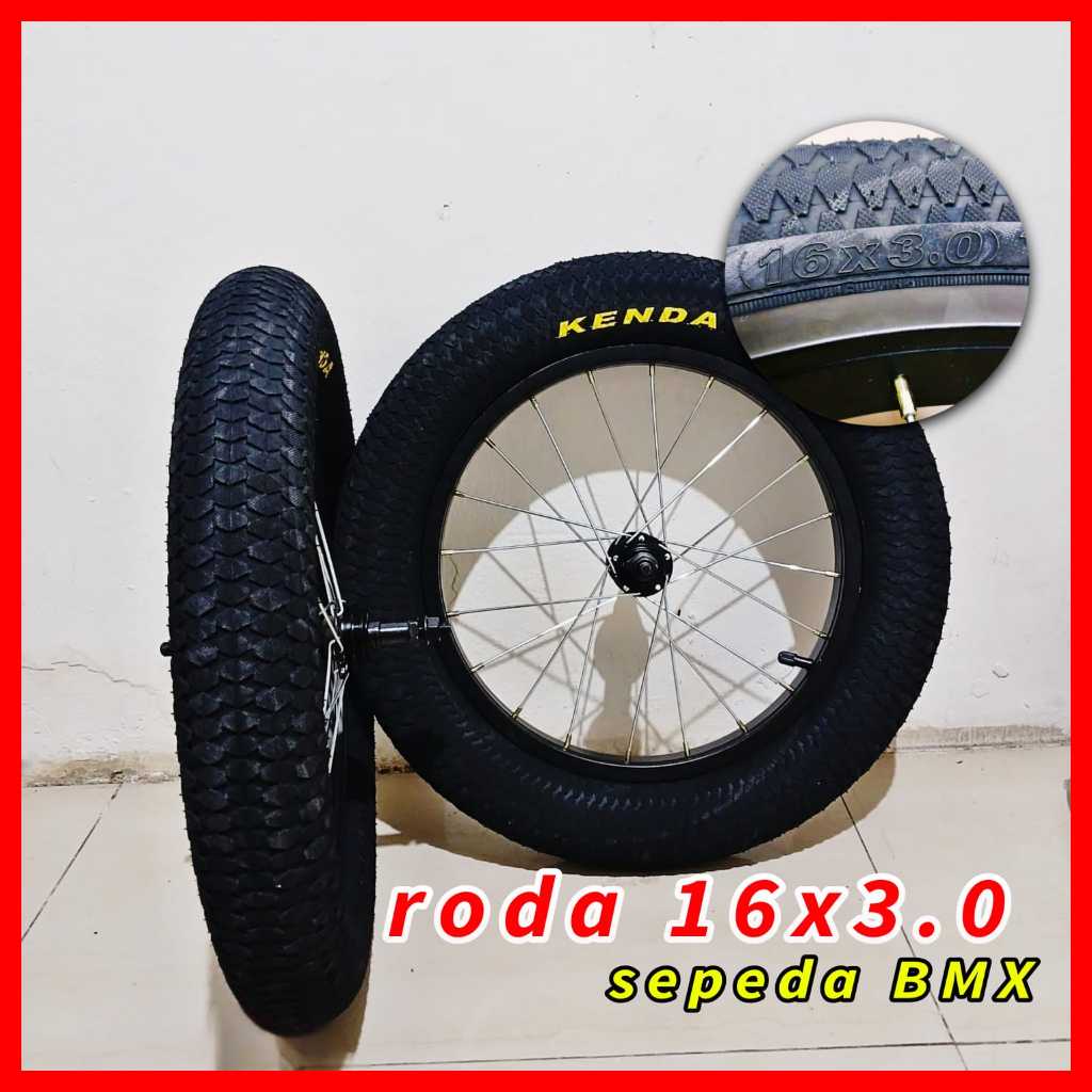 Roda Sepeda BMX 16x3.0 Ban Jumbo Besar, Velg Alloy, Kuat dan Ringan, untuk BMX 16