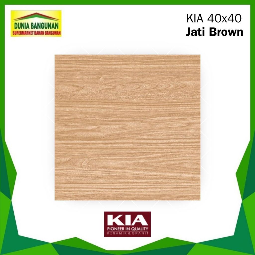 Keramik KIA Impresso Jati Brown 40X40 Keramik Lantai Motif Kayu