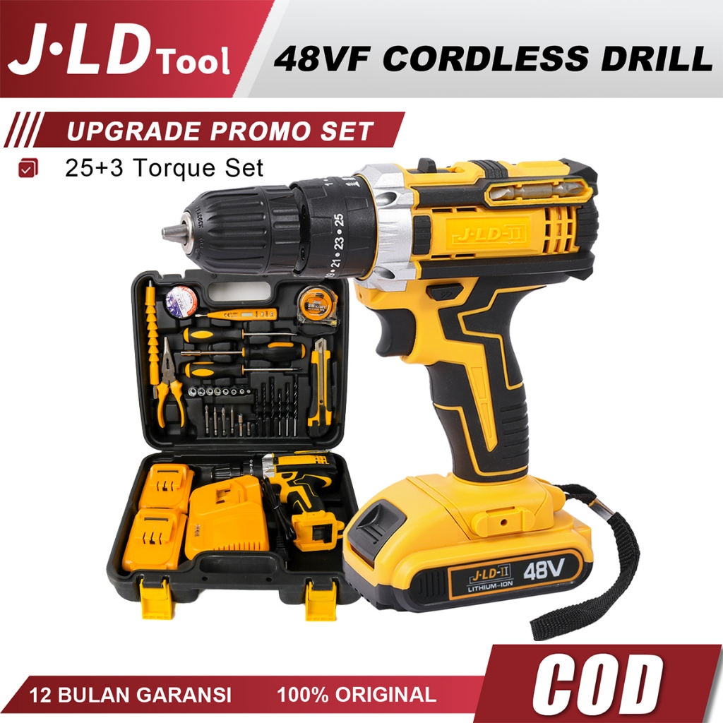 Bombini - JLD 48Vf Mesin Bor Impact Baterai 2-Speeds Built-in Bit Slots&Level Bor Cas jld 2 Bater