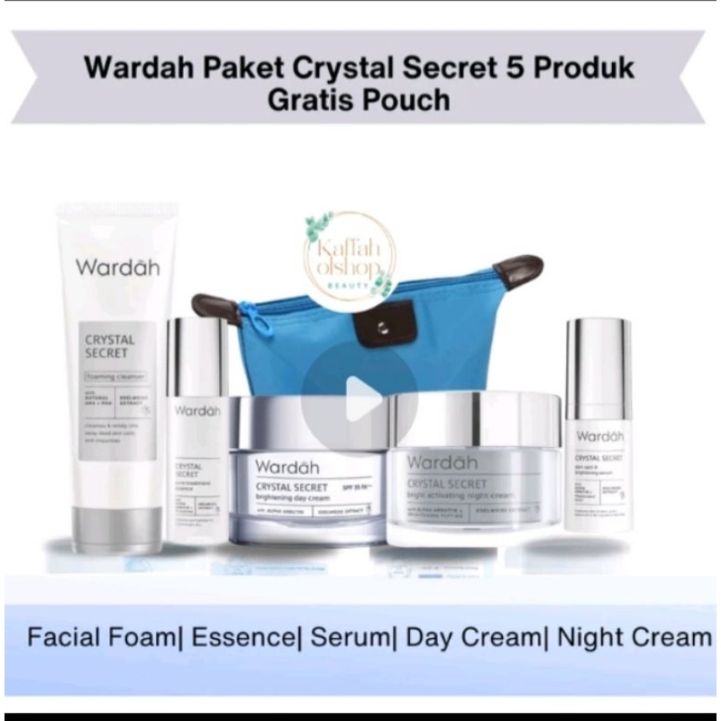 wardah 1 paket crystal secret 5 produk untuk flek wajah dan glowing