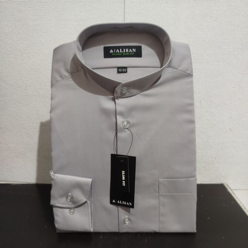 Lengan Panjang Slimfit ALISAN Dobby Koko Abu1 Krah Shanghai