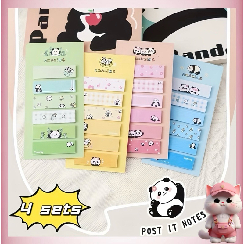 

N210 Sticky Note Panda 120 Pcs / Sticky Note Panda Series Penanda Buku / Indeks Warna-warni Sticky Notes Stiker Penanda Indeks Warna Solid Aeshethic