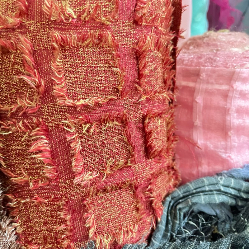bahan kain katun bulu rumbai