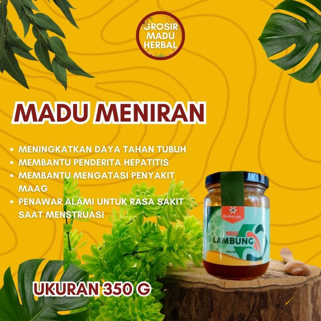 

MADU MENIRAN LAMBUNG KEMBANG JOYO 350 G, MADU ASLI, MADU ALAMI, PURE HONEY