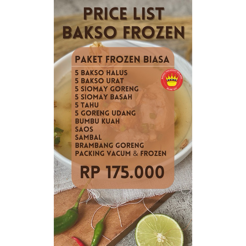 

Bakso President Frozen Biasa Khusus Pulau Jawa