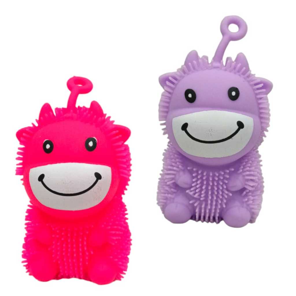 Mainan anak bola squishy lampu karakter / Mainan anak puffer ball bentuk sapi menyala