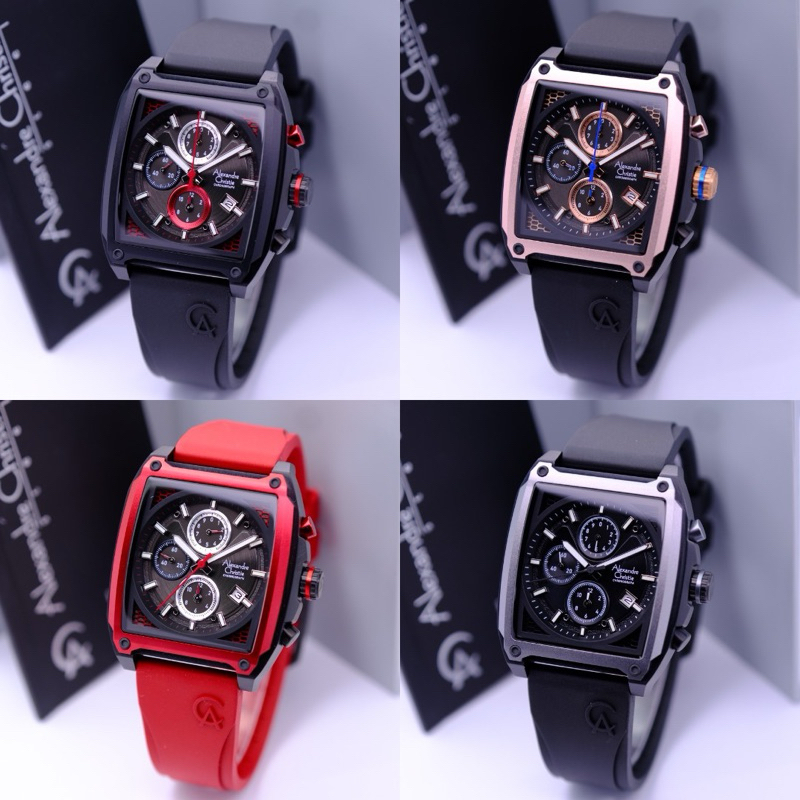 JAM TANGAN PRIA ALEXANDRE CHRISTIE AC 6614 AC6614 CHRONOGRAPH RUBBER STRAP ORIGINAL