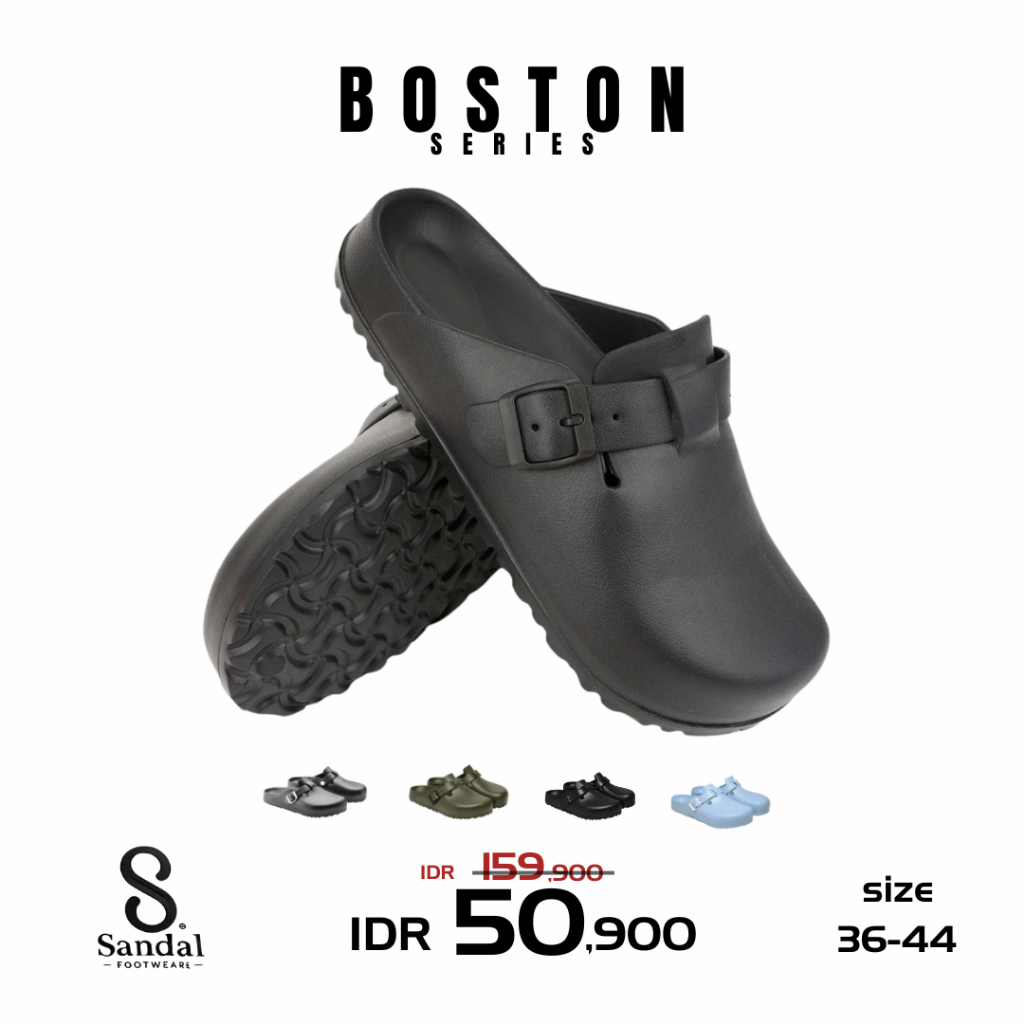 KOMIN Sandal Boston Pria Sendal Karet Sandal Selop Pria Kekinian Korean Style Sendal Cowok Sandal Pr