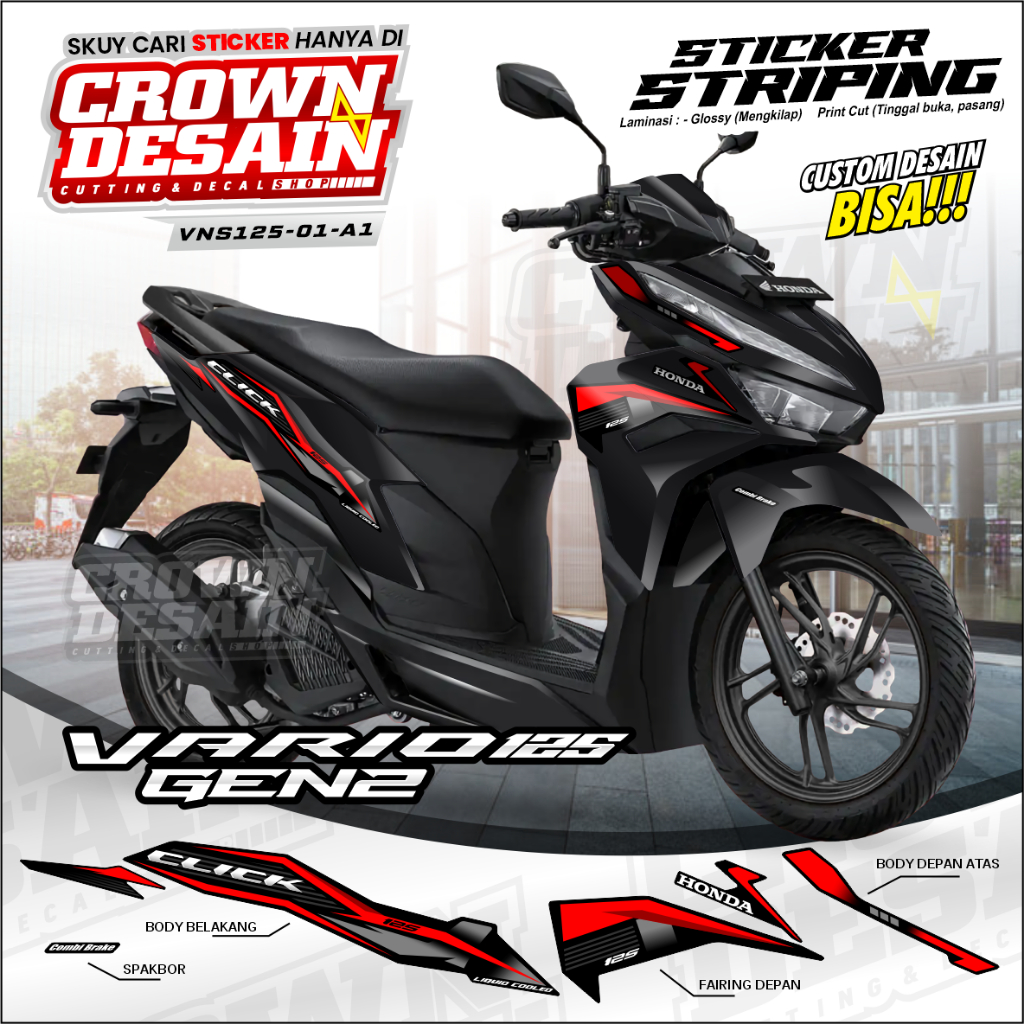 Striping Stiker Vario 125 New 2023-2024 Lis Original / Striping Vinyl Semifull Vario 125 New Gen 2 -