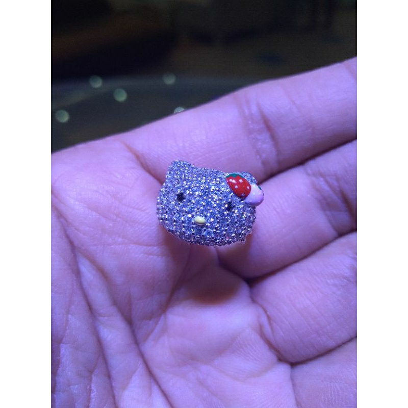 Cincin Hello Kitty Emas Putih 750 UBS Ring Helokity white Gold 18 c