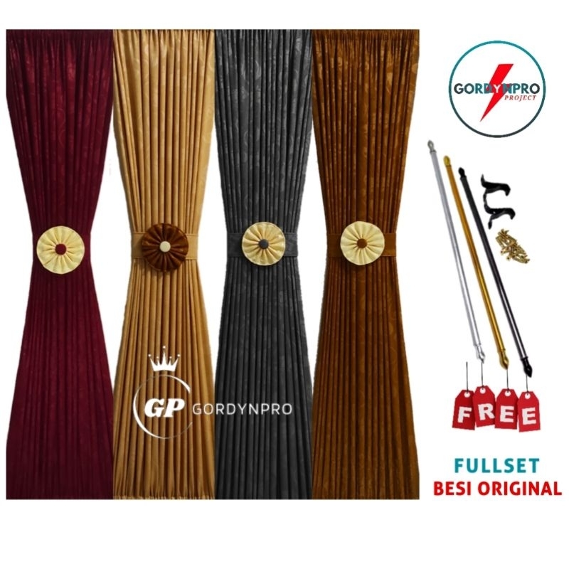 GORDYNPRO Gorden Polos Jendela Minimalis Spiral Gordeng Kupu Fullset Besi Premium Free Ikat Pita