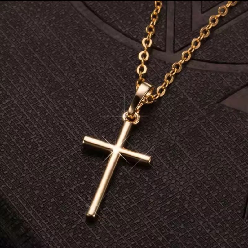 Kalung Salib Pria Vintage – Liontin Cross Rantai Stainless Steel Keren