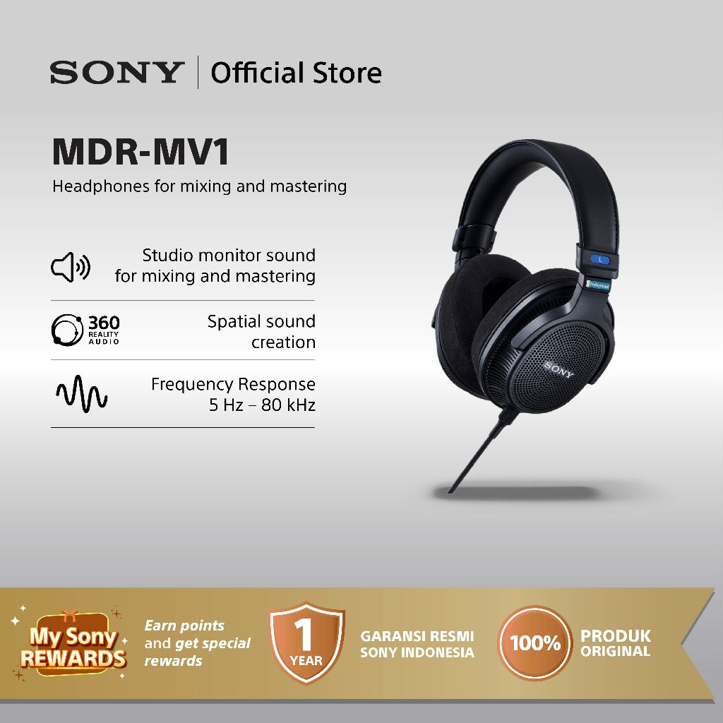 Sony MDR-MV1 Headphone Studio Monitor Open Back - Black