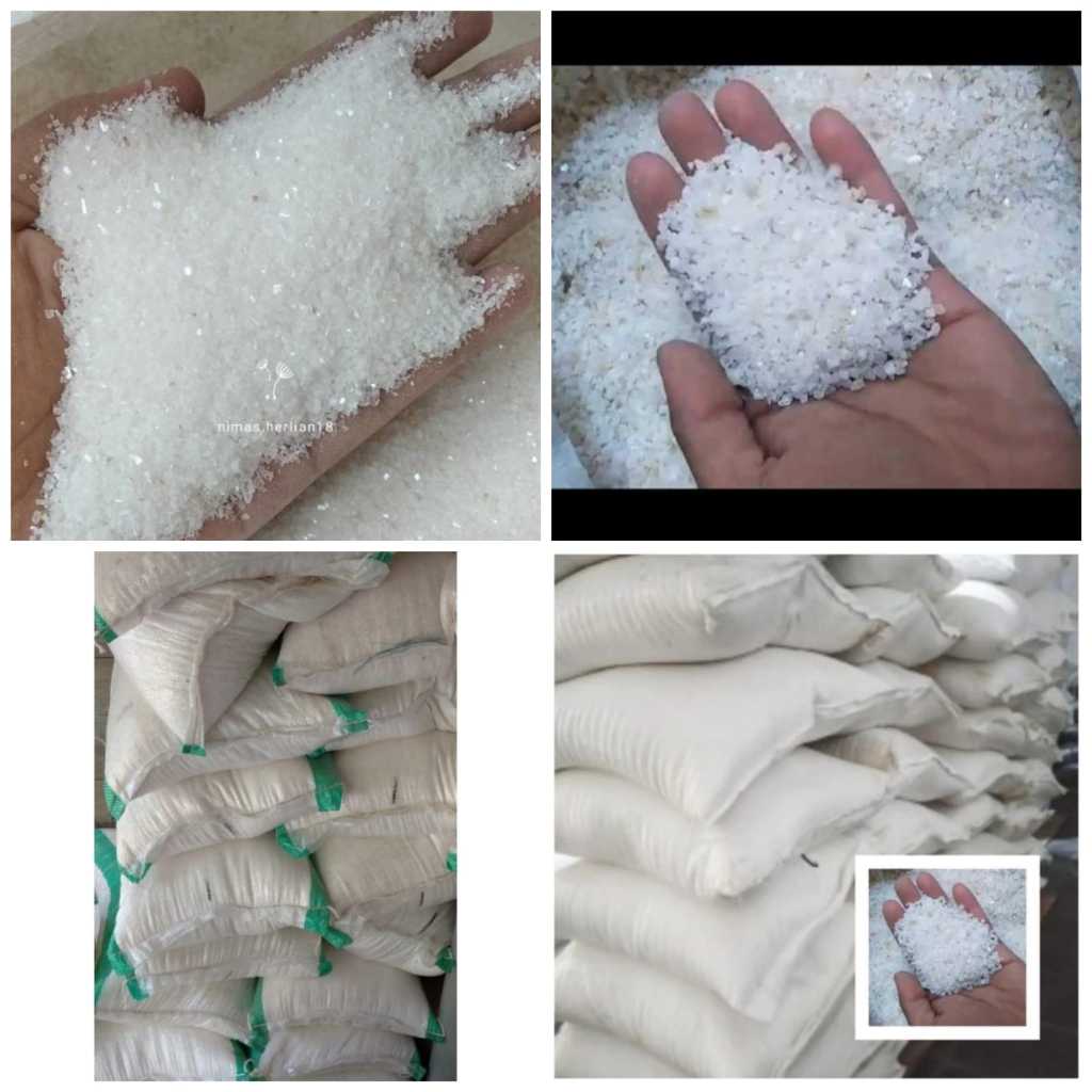 Pasir SILIKA HALUS SILICA KASAR 1KG KARUNGAN Putih Salju Media Tanam Tanaman Air Terjun Aquascape Al