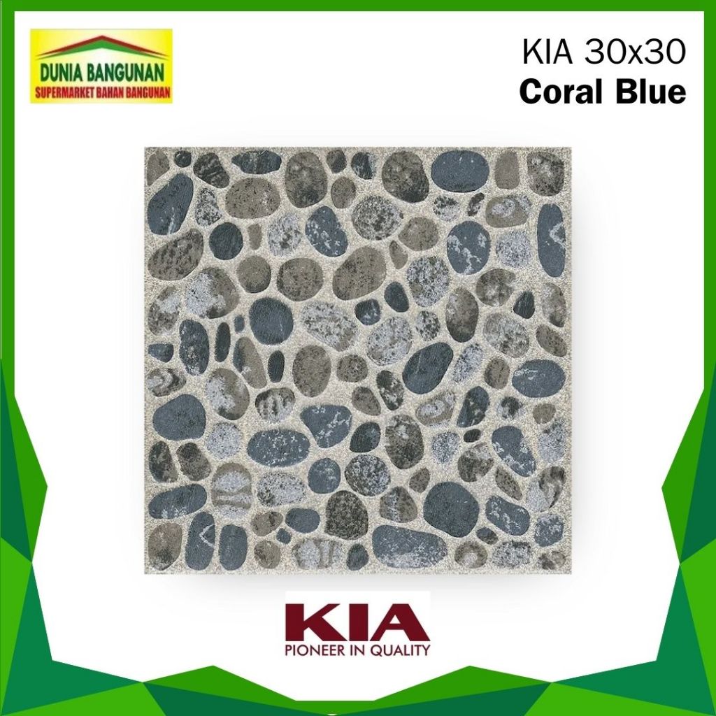 Keramik 30x30 KIA Coral Blue KW1 Keramik Lantai Motif Batu / Keramik Taman/ Keramik Kamar Mandi