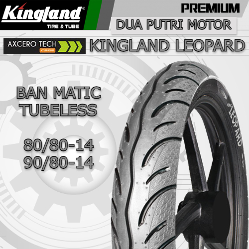 Ukuran Baru Ban Kingland Matic Tubeless Leopard 80/80-14 // 90/80-14 Ban Motor Matic Ring 14
