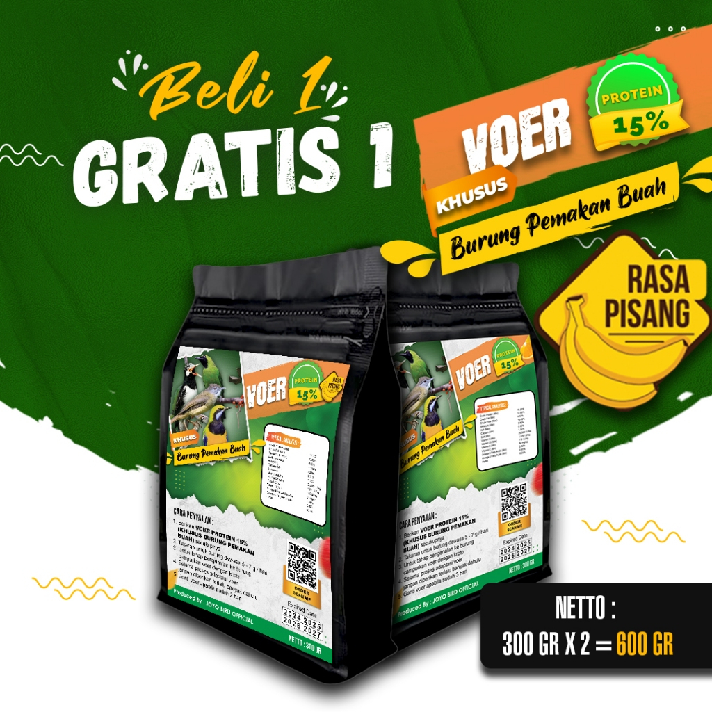 BELI 1 GRATIS 1 MAKANAN BURUNG KHUSUS PEMAKAN BUAH | MAKANAN BURURNG | VOER KHUSUS BURUNG PEMAKAN BU