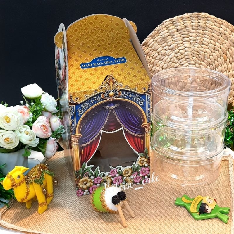 

( isi 5 pcs / @ 10.500 ) BOX/DUS KUE KERING IDUL FITRI ISI 3 TOPLES 500 GR