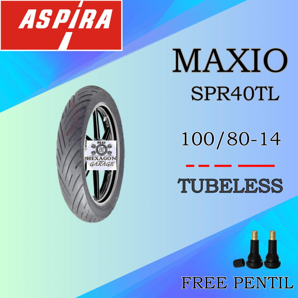 Aspira SPR40 100/80-14 Tubeless Ban Motor ASPIRA MAXIO SPR40TL Ring 14