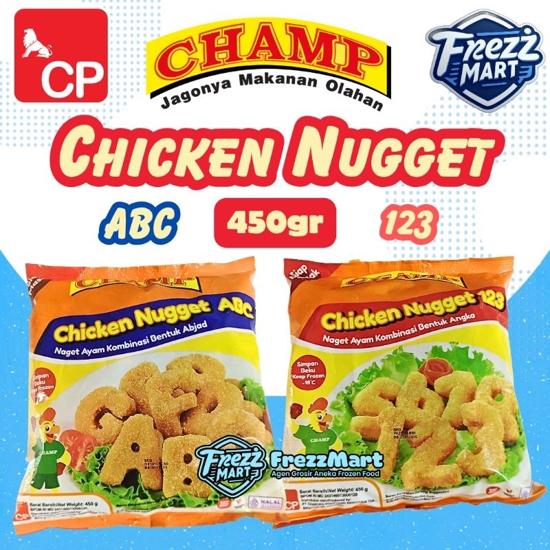 

Champ Chicken Nugget ABC 123 450gr Naget Ayam Alfabet Abjad Angka Beku Frozen Food