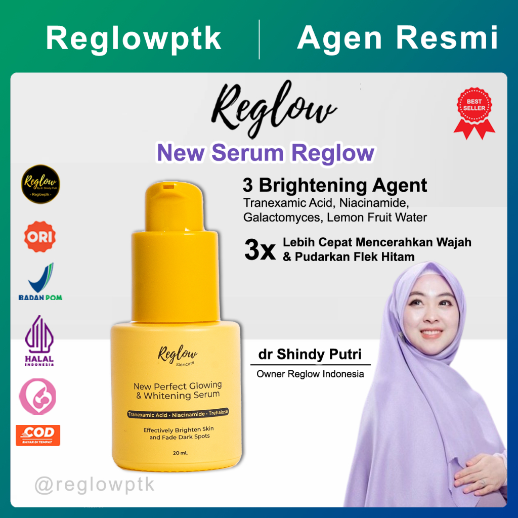 Reglow Serum Skincare Original Dr. Shindy Mencerahkan Melembabkan Mengurangi Flek Hitam dan Bekas Je