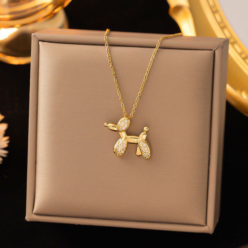 GEMS JEWELRY - KALUNG TITANIUM WANITA MODEL ANJING KECIL LUCU ANTI KARAT LUNTUR