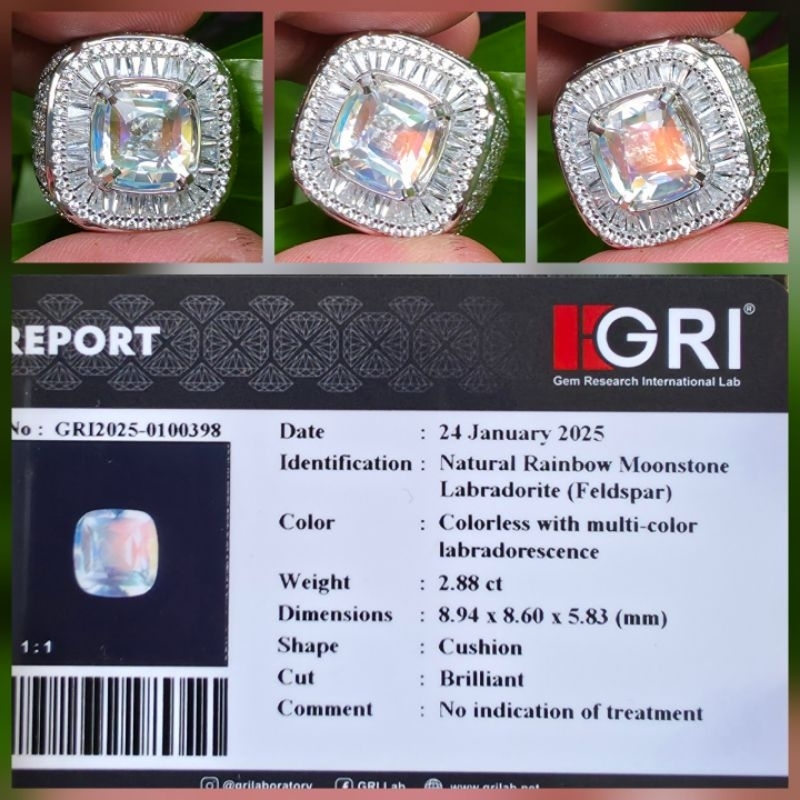 Natural HQ Biduri Bulan Rainbow Moonstone Memo 2.88 crt