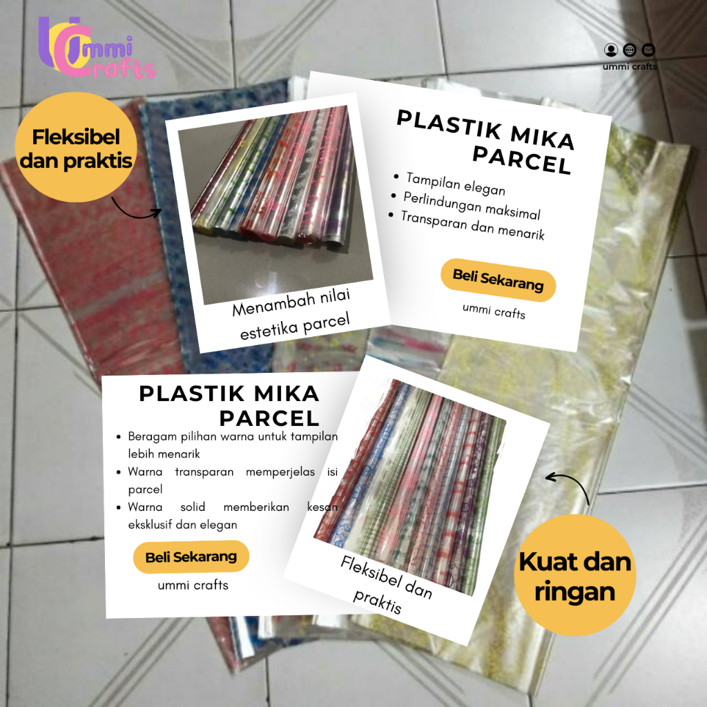 

Plastik Mika Pembungkus Parcel Transparan Lebaran Murah Warna-warni