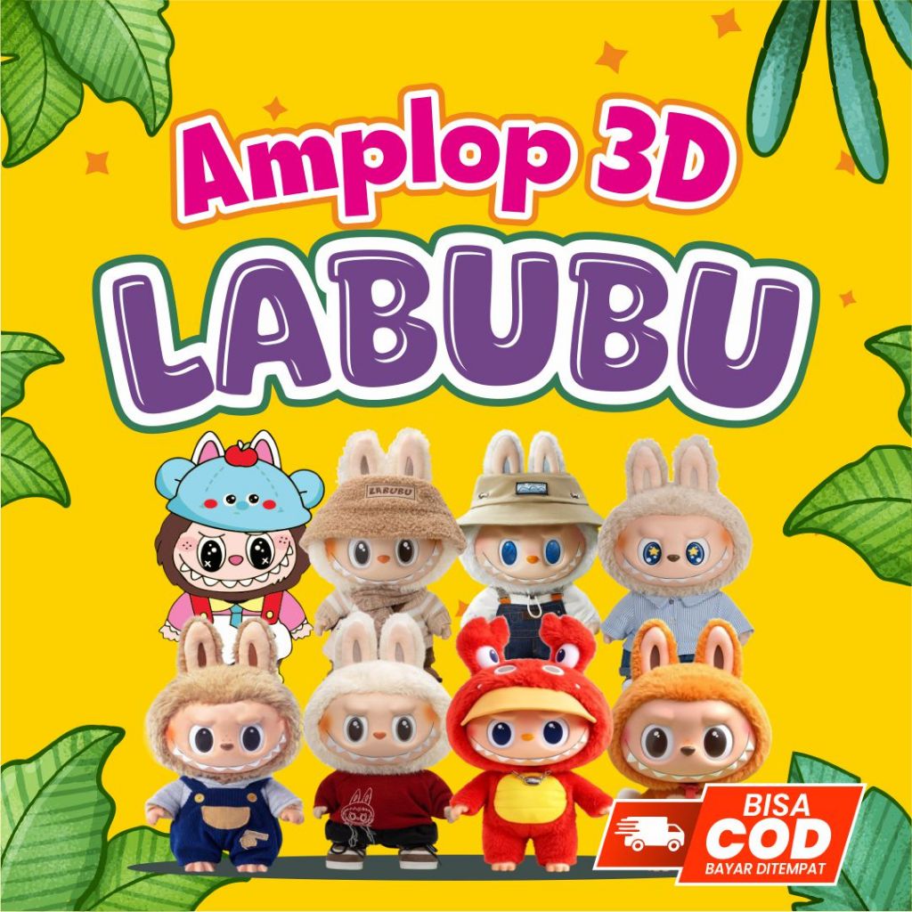 

Amplop LABUBU 3D Lebaran gambar bolak balik karakter lucu