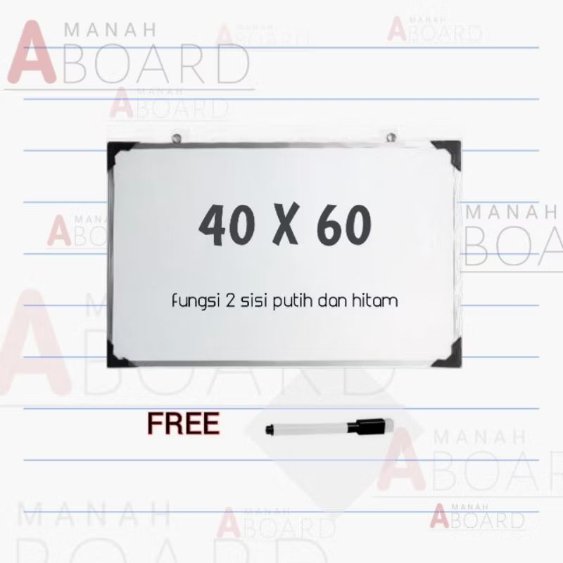 

Papan Tulis whiteboard 40x60 free spidol wipe and clean