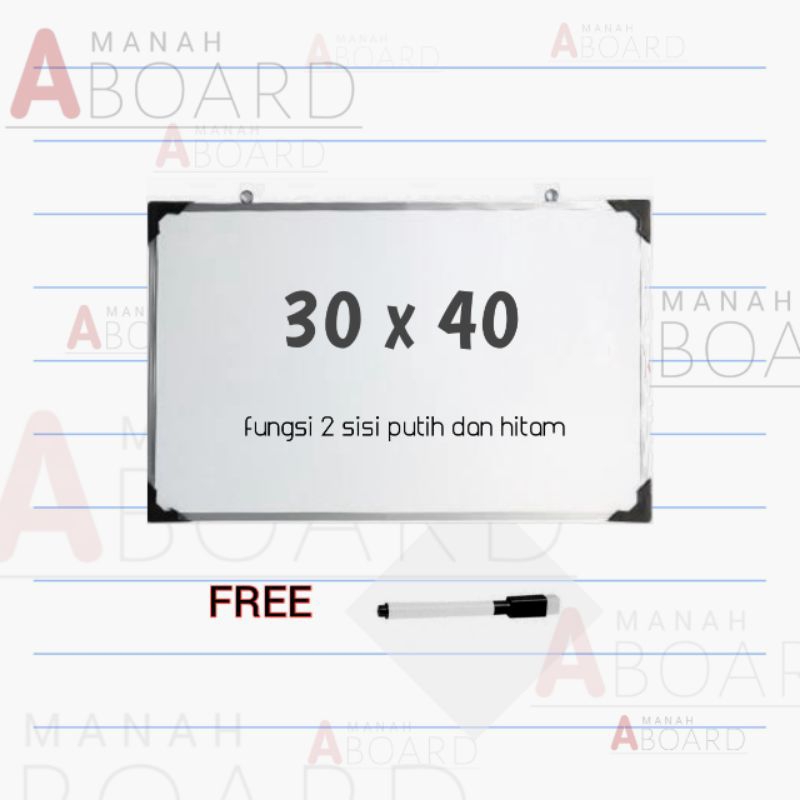 

Papan Tulis Whiteboard 30x40 free spidol wipe & clean