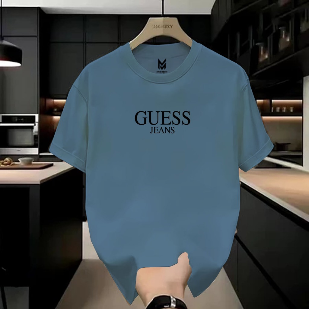 COD Baju Kaos Keren Kaos Distro Motif GUESS Text Hitam Premium Quality Kaos Cotton Combed 24s Lengan