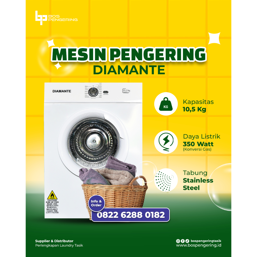Mesin Pengering Konversi Gas Diamante Dryer Pakaian Laundry Murah