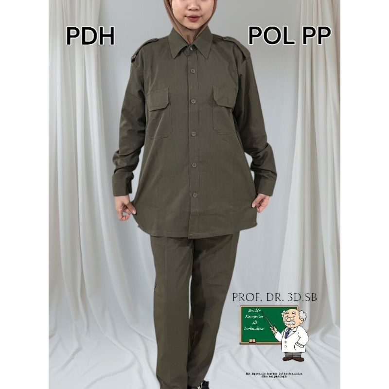Seragam pdh satpol pp pol pp wanita+bordir timbul custom