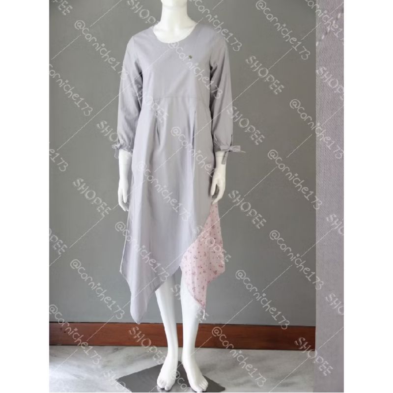 Jevia Grey Long Tunic - CORNICHE, Pakaian Wanita