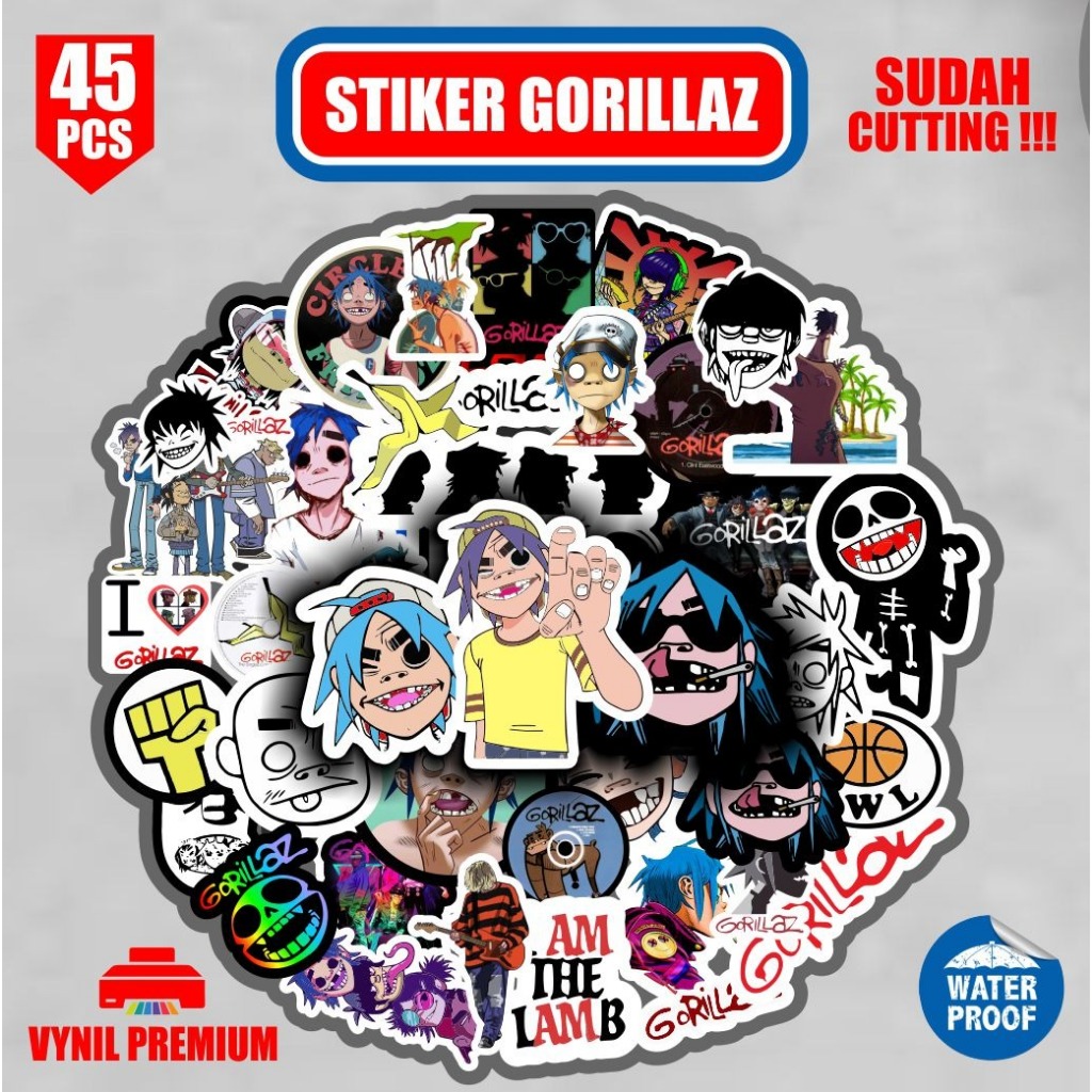 

45pcs stiker pack band GORILLAZ stiker case stiker aesthetic sudah terpotongh tinggal tempel