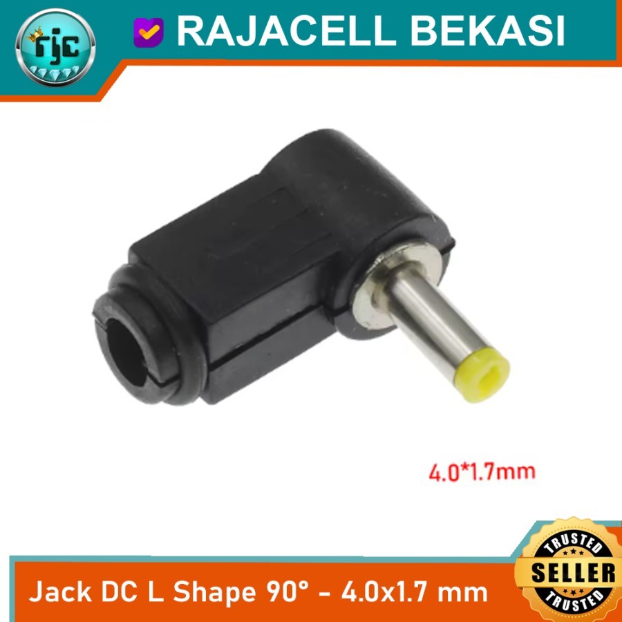 Jack DC Bengkok 4.0mm x 1.7mm L Male Plug Socket Power Adaptor Kabel 4.0x1.7 mm