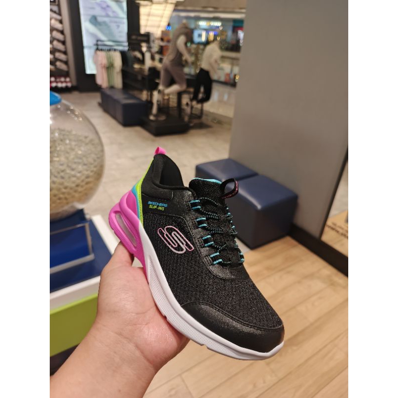 SKECHERS KIDS BLACK/PINK MICROSPEC MAX 100% ORIGINAL (303594LBT)