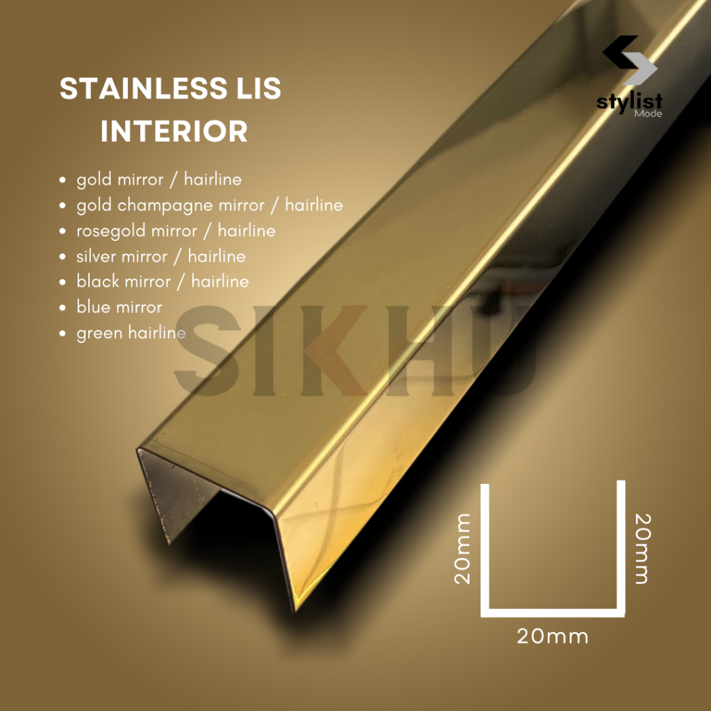 Stainless Lis Interior | Lis U GOLD 20 x 20 x 20mm