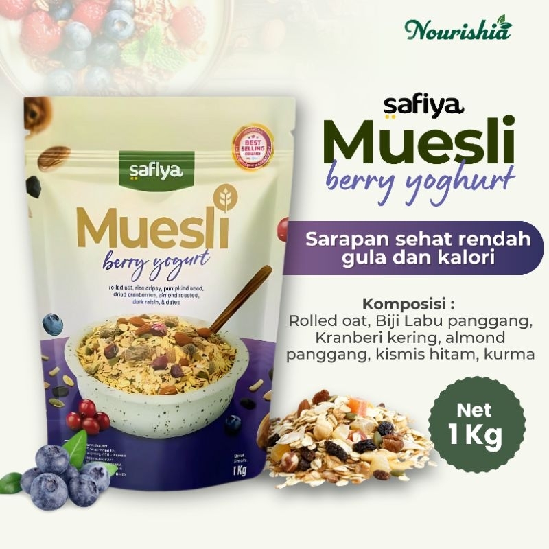 

Muesli Berry Yogurt SAFIYA 1 Kg dan 500 g | Sereal with Almond Premium