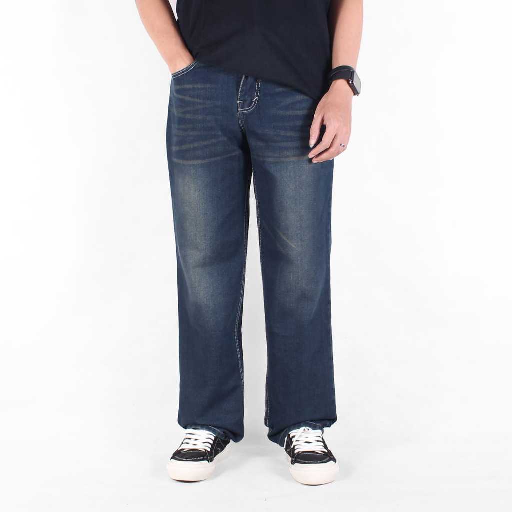 Celana Raw Jeans Regular Standard Selvedge Stitch Dark Blue Ocean Series